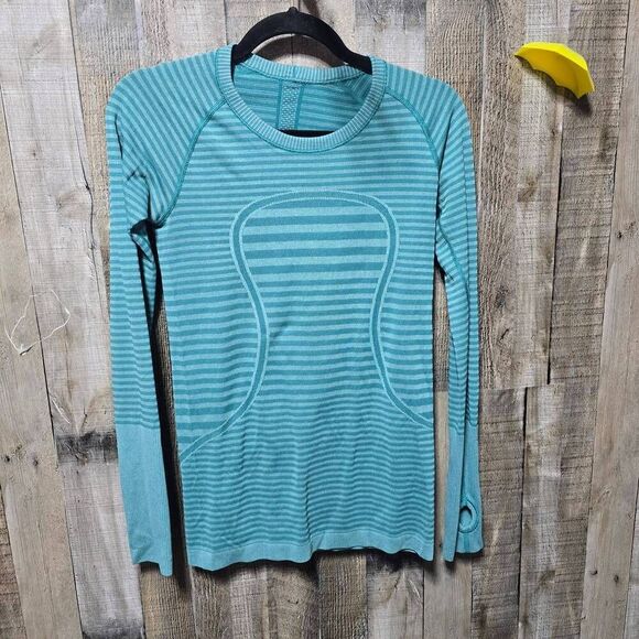 Lululemon Swiftly Tech Long Sleeve Crew Heathered Forage Teal Sz 6 - Picture 2 of 5